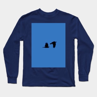 Two Ravens Flying Blue Sky Long Sleeve T-Shirt